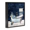 Stupell Industries Blue Damask Bathroom Framed Giclee Wall Art Design by Kim Allen